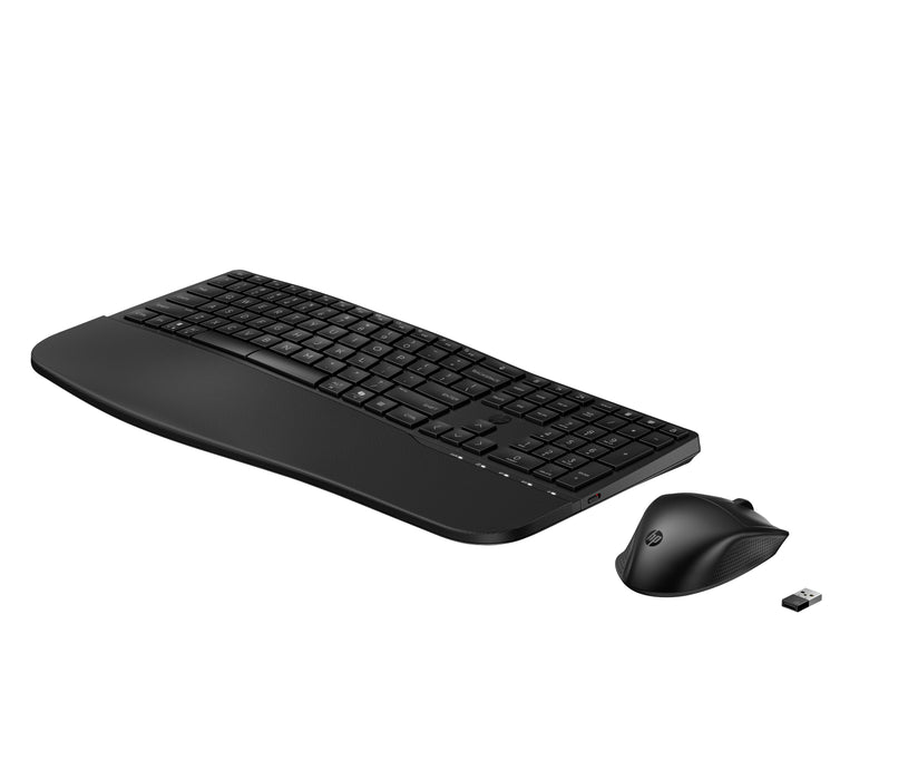 HP 685 Comfort Dual-Mode Keyboard and Mouse Combo, Full-size (100%), Wireless, RF Wireless + Bluetooth, Black, Mouse included