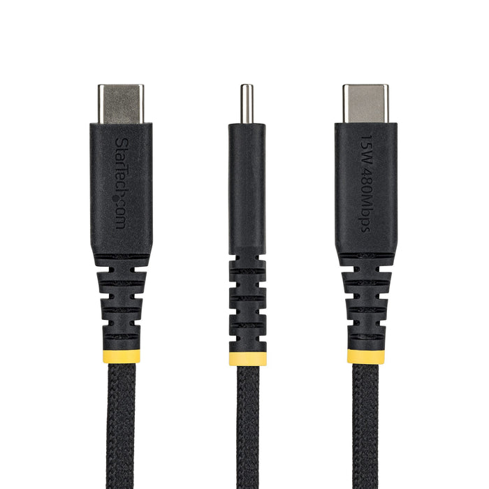 StarTech.com 1m (3.3ft) USB-A to USB-C Fast Charging Cable, 15W 3A, Dual-Layer Braided Nylon/TPE Jacket, Durable USB-A to Type C Charger Cord, USB A to USB C Cable, 1 m, USB A, USB C, USB 2.0, 0.48 Gbit/s, Black