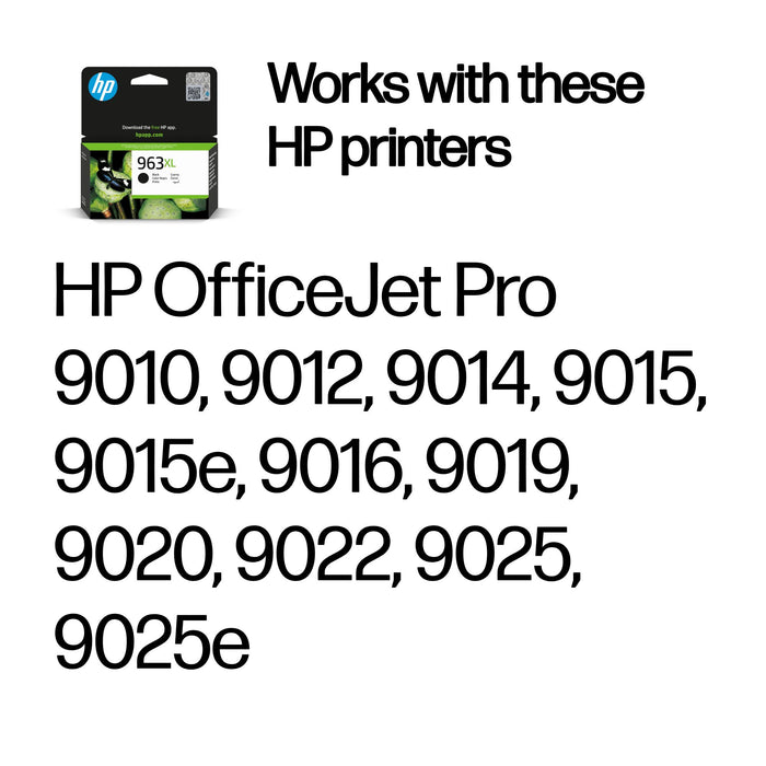 HP 963XL High Yield Black Original Ink Cartridge, High (XL) Yield, Black, Pigment-based ink, 47.86 ml, 1 pc(s), 2000 pages
