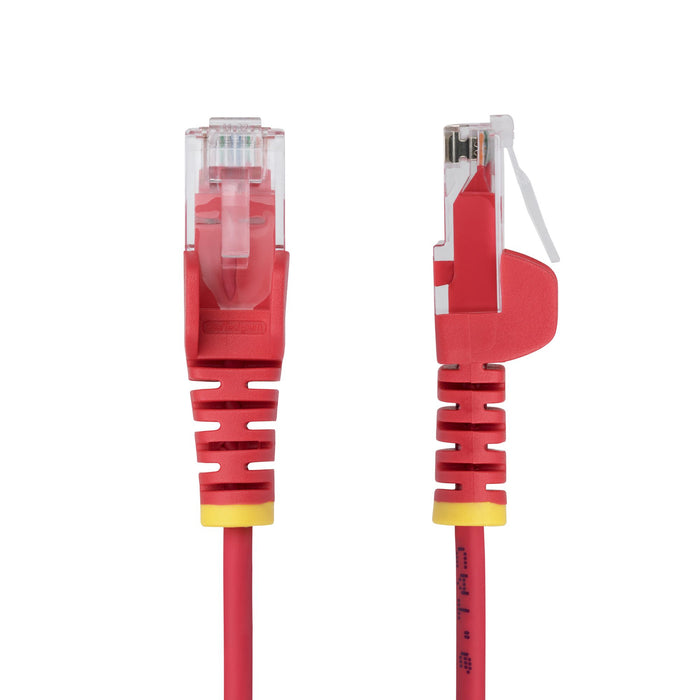 StarTech.com 50cm Red Slim CAT6 Ethernet Cable, Snagless, 100W PoE, UTP, LSZH, 28AWG Pure Bare Copper Wire, Slim RJ45 Network Patch Cord w/Strain Reliefs, Individually Tested, 0.5 m, Cat6, U/UTP (UTP), RJ-45, RJ-45, Red