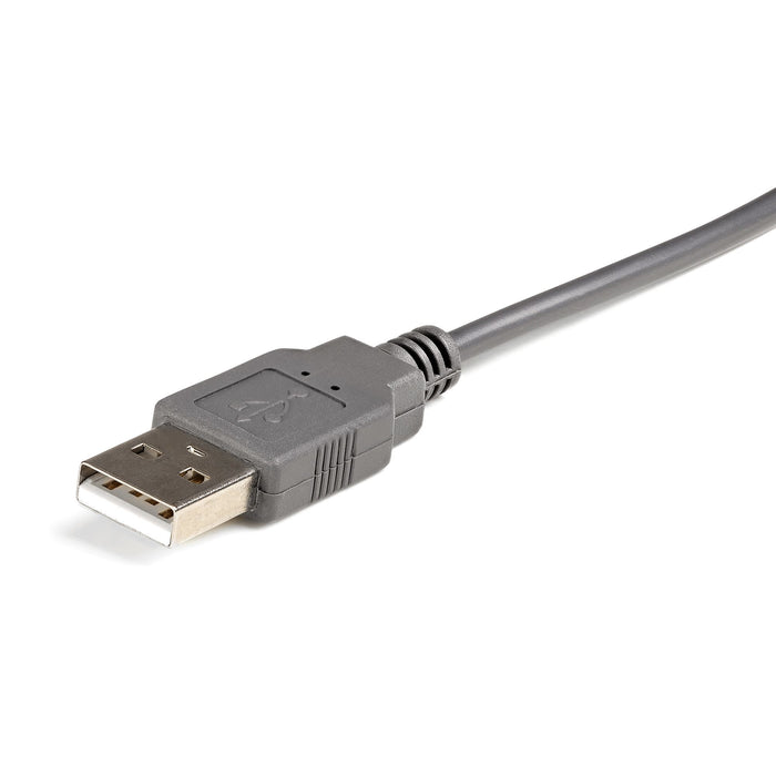 StarTech.com 3ft (91cm) 1-Port USB to Serial Cable, DB9/DB25 RS232 to USB Converter, Prolific, USB to Serial Adapter, Grey, 0.9 m, USB Type-A, DB-9, Male, Male