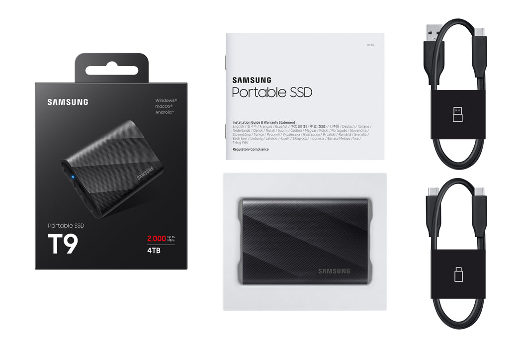 Samsung MU-PG4T0B, 4 TB, USB Type-C, USB 3.2 Gen 2x2, 2000 MB/s, Password protection, Black