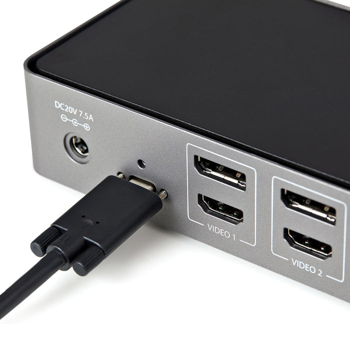 StarTech.com USB-C & USB-A Dock - Hybrid Universal Triple Monitor Laptop Docking Station DisplayPort & HDMI 4K 60Hz - 85W Power Delivery, 6x USB Hub, GbE, Audio - USB 3.1 Gen 2 10Gbps , TAA (DK31C3HDPDUE)