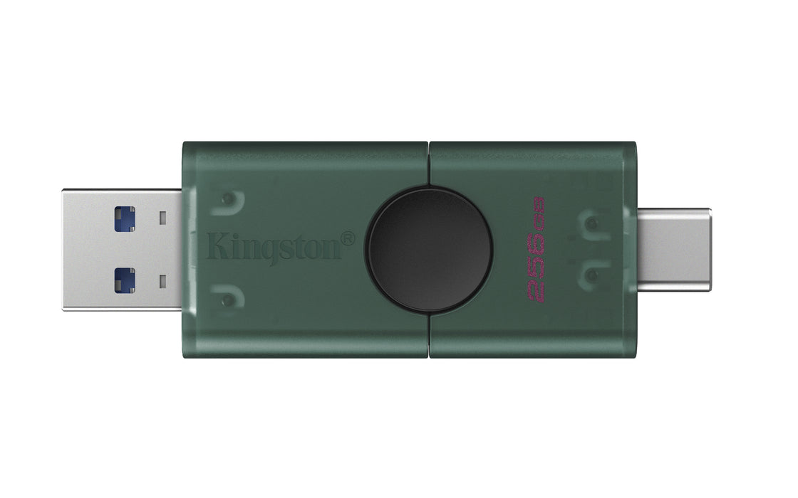 Kingston Technology DataTraveler 256GB USB-A + USB-C 3.2 Gen 1 DuoG2, 256 GB, USB Type-A / USB Type-C, 3.2 Gen 1 (3.1 Gen 1), Other, 10 g, Black, Green