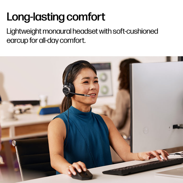 HP Poly Mission 815 Monaural USB Wired Headset, Wired, 122 g, Headset, Black
