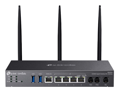 TP-Link Omada AX3000, Dual-band (2.4 GHz / 5 GHz), Ethernet LAN, ADSL, ADSL2, Black, Tabletop router
