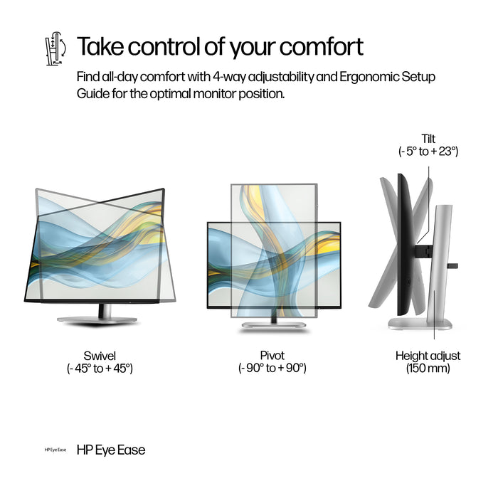 HP Series 5 Pro 24 inch WUXGA Monitor - 524pn, 61 cm (24"), 1920 x 1200 pixels, WUXGA, LCD, 5 ms, Black