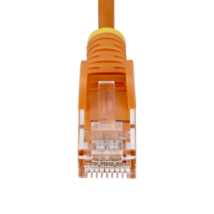 StarTech.com 25cm Orange Slim CAT6 Ethernet Cable, Snagless, 100W PoE, UTP, LSZH, 28AWG Pure Bare Copper Wire, Slim RJ45 Network Patch Cord w/Strain Reliefs, Individually Tested, 0.25 m, Cat6, U/UTP (UTP), RJ-45, RJ-45, Orange