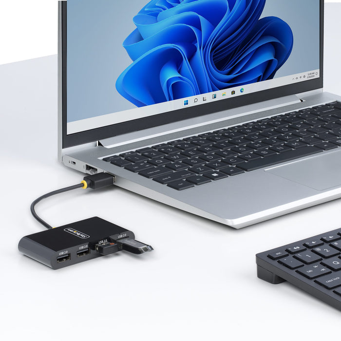 StarTech 4-Port USB 2.0 Hub, USB Bus Powered, Small Travel Mini USB Hub, Multi-Port USB 2.0 Splitter, Portable USB Hub