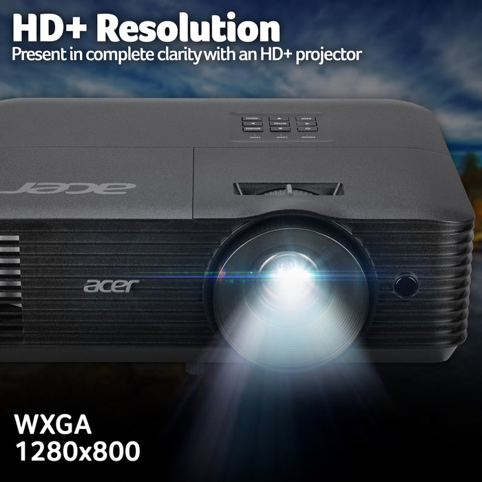 Acer X1328 DLP Projector, WXGA (1280×800), 5000 ANSI Lumens, 5000 ANSI lumens, DLP, WXGA (1280x800), 20000:1, 16:10, 685.8 - 7620 mm (27 - 300")