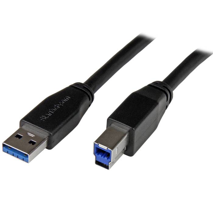 StarTech.com 10m (33ft) Active USB 3.0 (5Gbps) USB-A to USB-B Cable - M/M, 10 m, USB A, USB B, USB 3.2 Gen 1 (3.1 Gen 1), Male/Male, Black