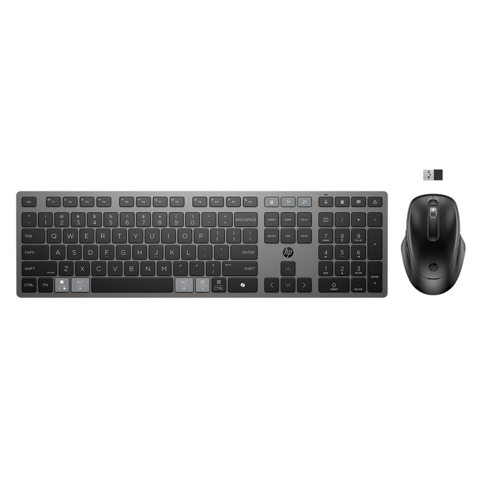 HP 725 Multi-Device Rechargeable Wireless Keyboard and Mouse Combo, Black, Mouse included