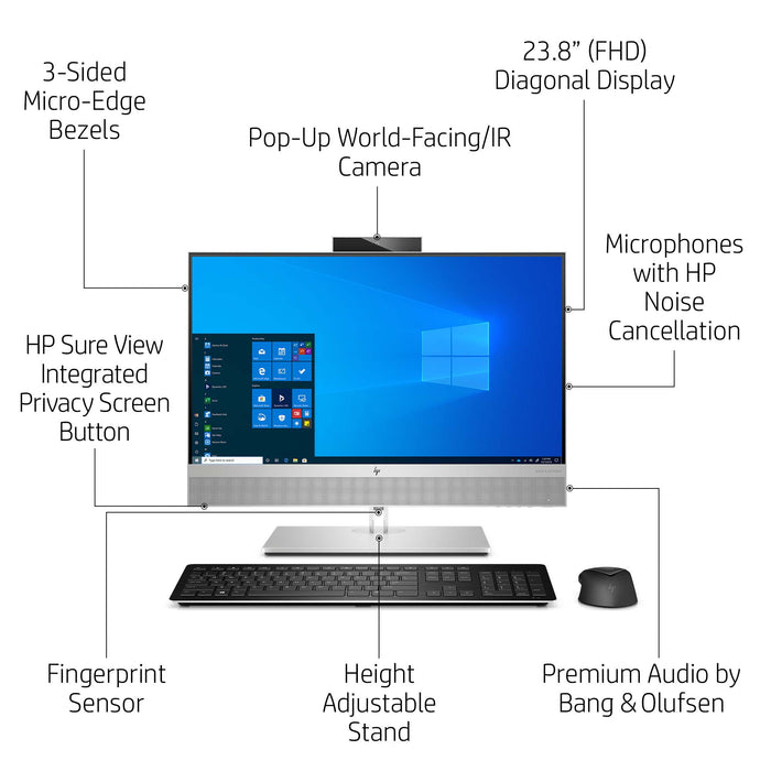 HP EliteOne 800 G6, 60.5 cm (23.8"), Full HD, Intel® Core™ i5, 8 GB, 256 GB, Windows 11 Pro