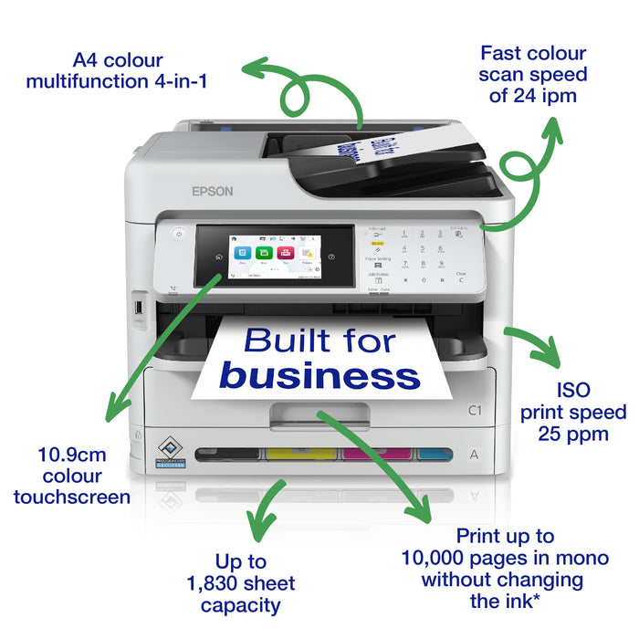 Epson WorkForce Pro WF-C5890DWF Printer, Inkjet, Colour printing, 4800 x 1200 DPI, A4, Direct printing, Black, Grey
