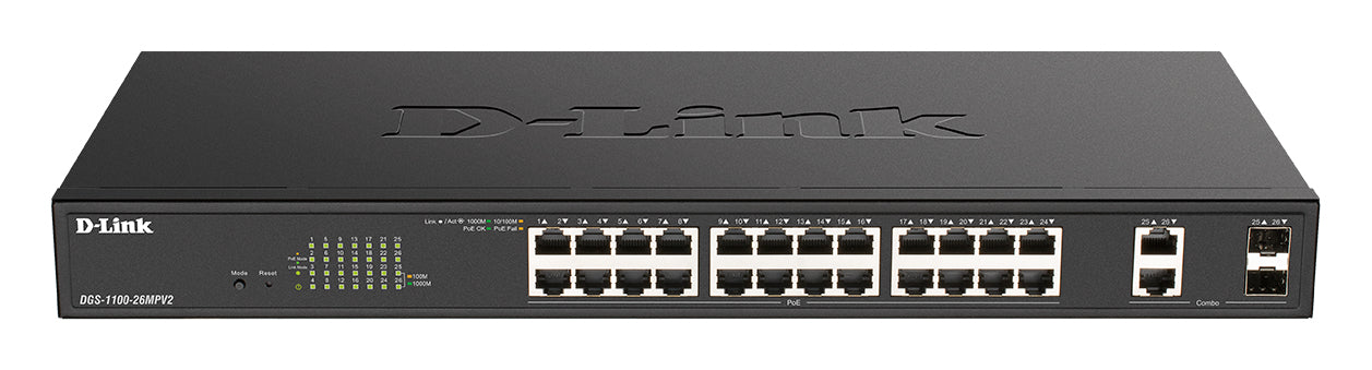 D-Link 26-Port PoE+ Gigabit Smart Managed Switch, Managed, L2, Gigabit Ethernet (10/100/1000), Full duplex, Power over Ethernet (PoE), Rack mounting