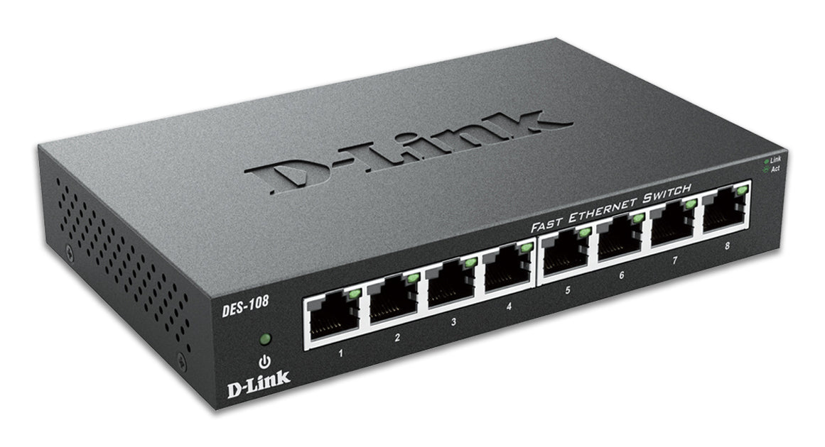 D-Link 8-Port Fast Ethernet Unmanaged Desktop Switch, Unmanaged, Full duplex