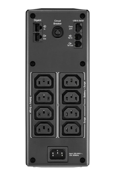 APC Back-UPS Pro, 1300VA/780W, Tower, 230V, 8x IEC C13 outlets, AVR, LCD, User Replaceable Battery, Line-Interactive, 1.3 kVA, 780 W, Sine, 176 V, 294 V