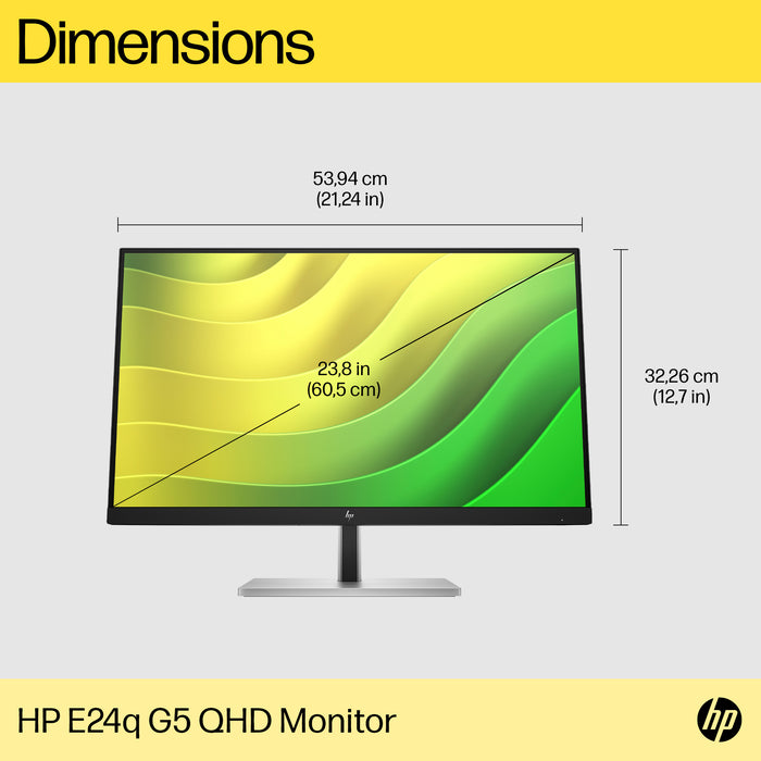 HP E24q G5 QHD Monitor, 60.5 cm (23.8"), 2560 x 1440 pixels, Quad HD, LCD, 5 ms, Black