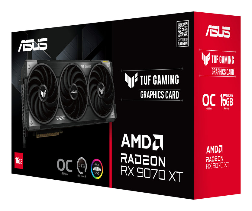 ASUS TUF Gaming TUF-RX9070XT-O16G-GAMING, Radeon RX 9070 XT, 16 GB, GDDR6, 256 bit, 7680 x 4320 pixels, PCI Express 5.0