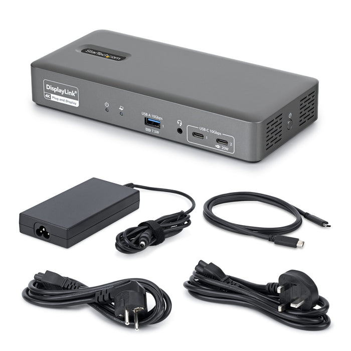 StarTech.com Dual-Monitor USB-C Docking Station, 4K 60Hz, HDMI or DisplayPort, 96W Laptop Charging, Gigabit Ethernet, Universal Smart Dock for Windows and macOS, Wired, USB 3.2 Gen 2 (3.1 Gen 2) Type-C, 96 W, 3.5 mm, 10,100,1000 Mbit/s, Grey