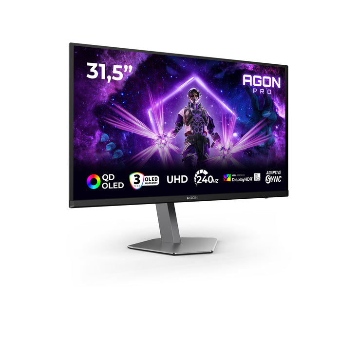 AOC AGON PRO AG326UZD2, 80 cm (31.5"), 3840 x 2160 pixels, 4K Ultra HD, OLED, 0.03 ms, Black