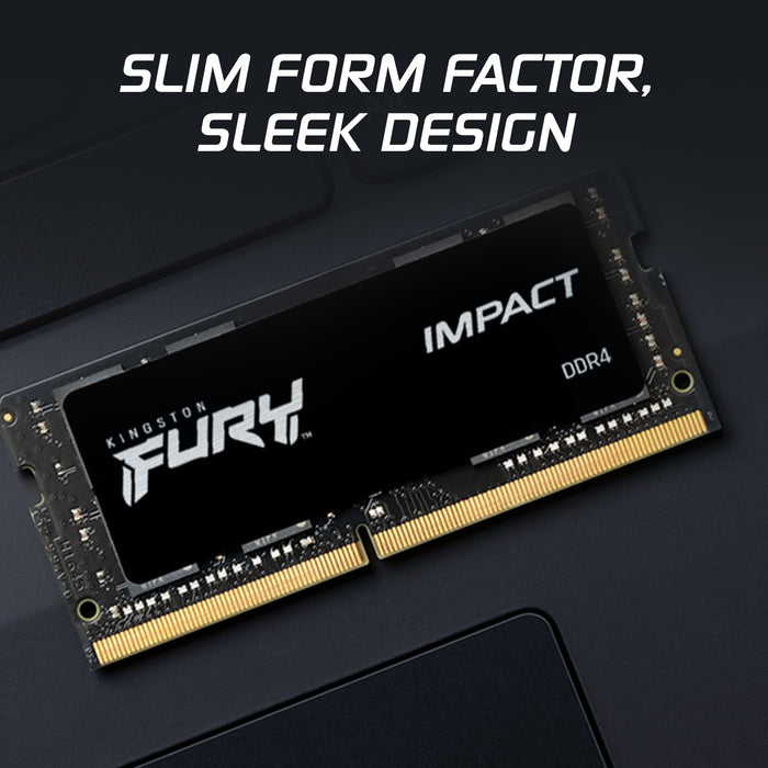 Kingston Technology FURY 16GB 3200MT/s DDR4 CL20 SODIMM Impact, 16 GB, 1 x 16 GB, DDR4, 260-pin SO-DIMM
