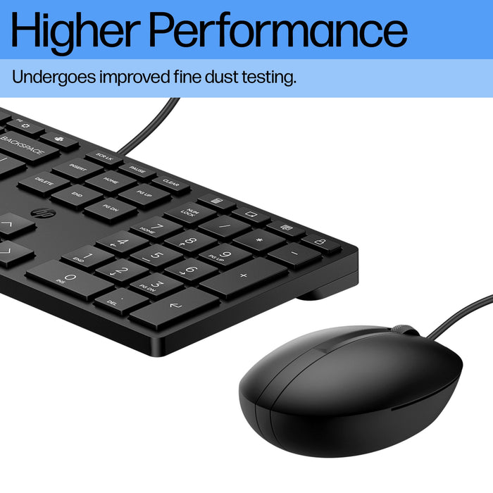 HP Wired Desktop 320MK Mouse and Keyboard, Full-size (100%), Wired, USB, Membrane, Black, Mouse included