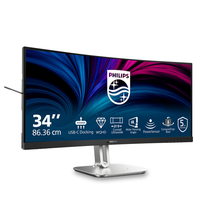 Philips 5000 series 34B2U5600C/00, 86.4 cm (34"), 3440 x 1440 pixels, Dual QHD, LCD, 4 ms, Grey
