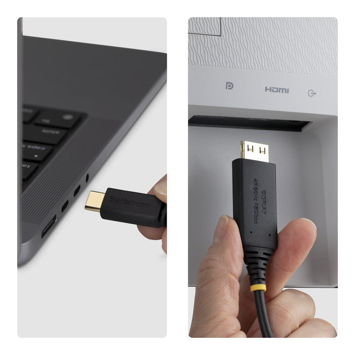 StarTech.com 1m USB-C to HDMI Adapter Cable, Gripping HDMI Connector, 4K 60Hz, Thunderbolt Compatible, HDR, Uni-Directional Cord for MacBook, Dell, HP, Lenovo, 1 m, USB Type-C, HDMI Type A (Standard), Male, Male, Straight