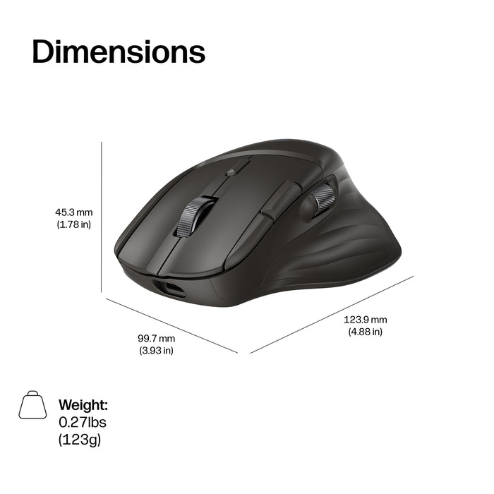 HP Ultra-Fast-Scroll Wireless Mouse 780M, Right-hand, Bluetooth + USB Type-C, 6000 DPI, Black