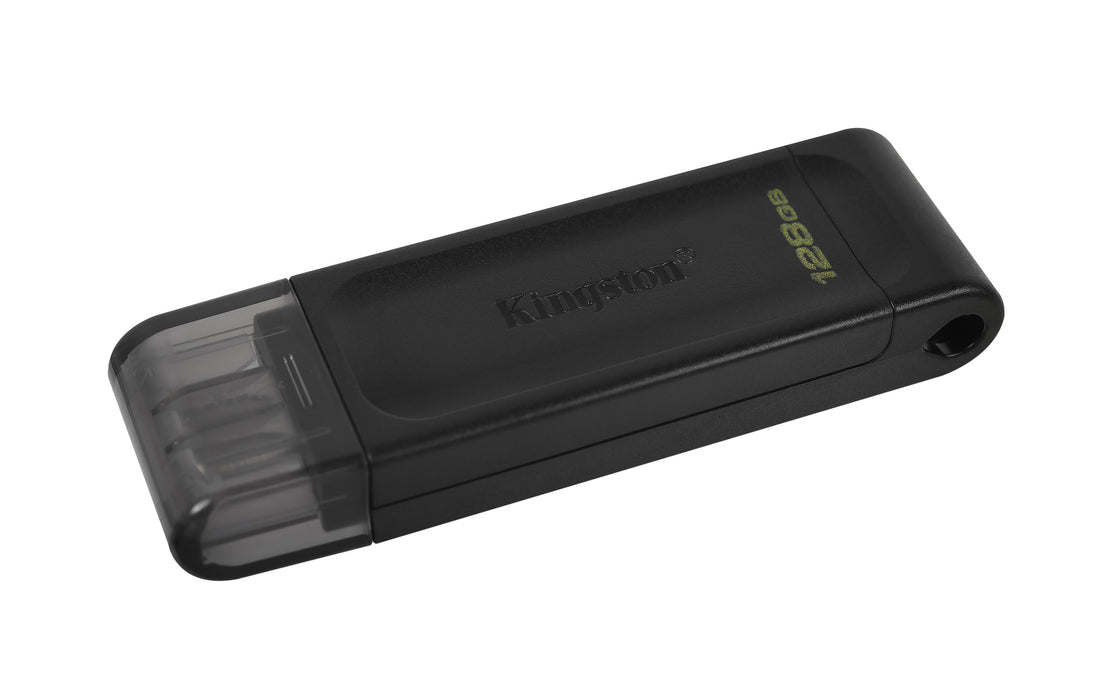Kingston Technology DataTraveler 128GB USB-C 3.2 Gen 1 70, 128 GB, USB Type-C, 3.2 Gen 1 (3.1 Gen 1), Cap, 7 g, Black