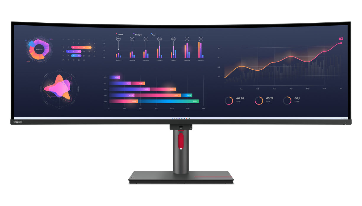 Lenovo ThinkVision P49w-30, 124.5 cm (49"), 5120 x 1440 pixels, DQHD, LED, 6 ms, Black