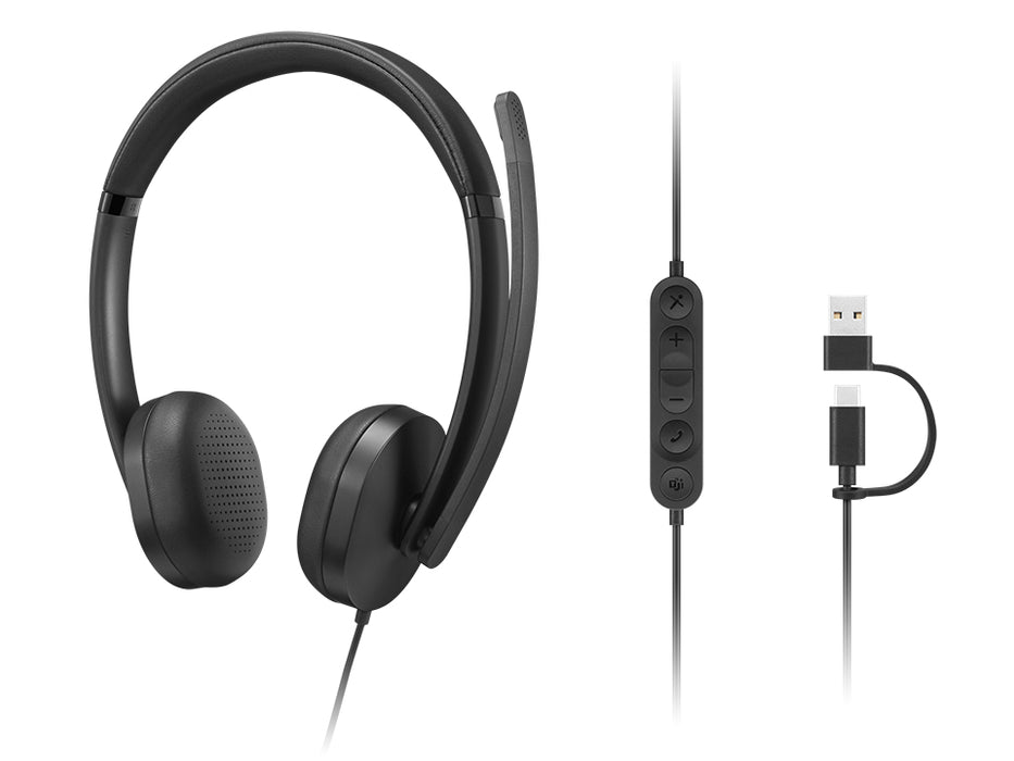 Lenovo VoIP Headset 5000, Wired, Office/Call center, 20 - 20000 Hz, 144 g, Headset, Black
