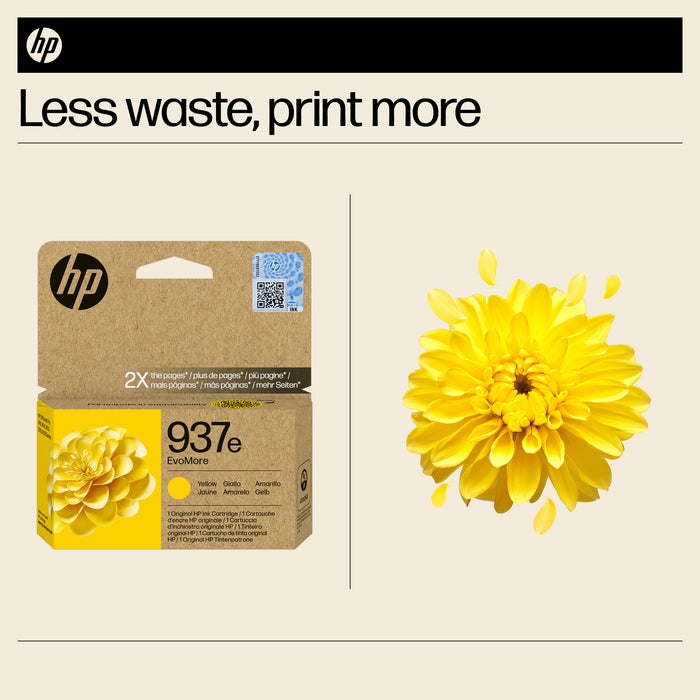 HP 937e EvoMore Yellow Original Ink Cartridge, High (XL) Yield, Yellow, 1 pc(s), 1650 pages, Single pack