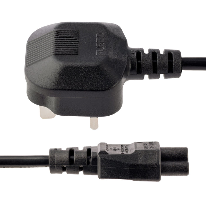 StarTech.com 6ft (2m) UK Laptop Power Cable, BS 1363 to C5 (Clover Leaf), 2.5A 250V, 18AWG, UK Laptop Replacement Cord, Printer Power Cable, Laptop Charger Cord, Laptop Power Brick Cord, 2 m, BS 1363, C5 coupler, 250 V, 2.5 A