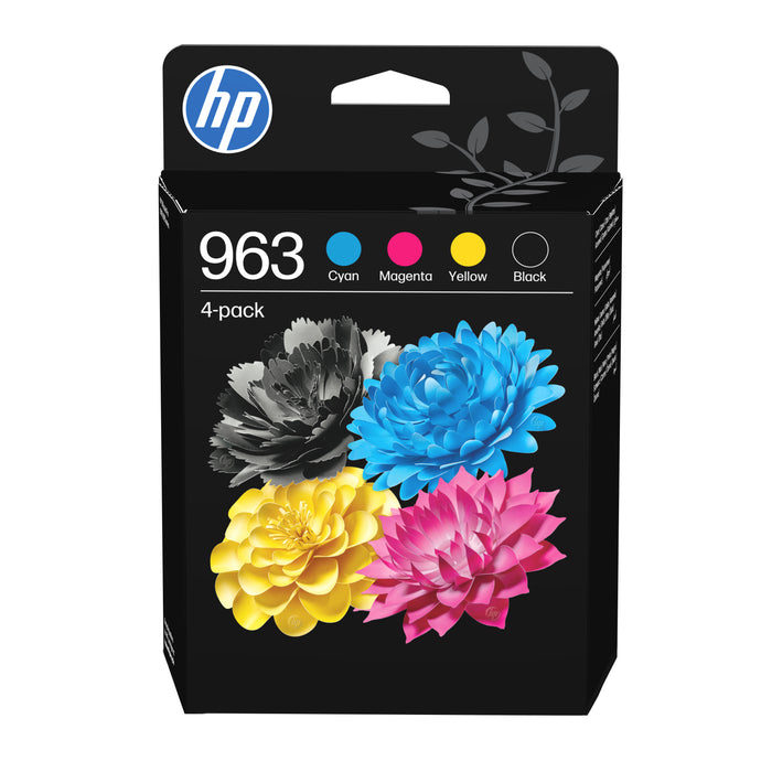 HP 963 4-pack Black/Cyan/Magenta/Yellow Original Ink Cartridges, Standard Yield, Black, Cyan, Magenta, Yellow, Pigment-based ink, Pigment-based ink, 47.86 ml, 5 pc(s)