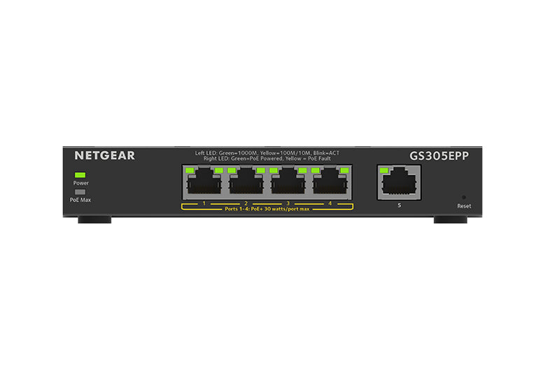 NETGEAR GS305EPP, Managed, L3, Gigabit Ethernet (10/100/1000), Power over Ethernet (PoE), Wall mountable