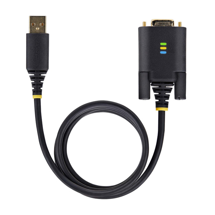 StarTech.com 6.6ft (2m) USB to Serial Adapter Cable, COM Retention, Interchangeable Screws/Nuts, USB-A to DB9 RS232, FTDI IC, ESD Protection, Windows/macOS/Linux, Black, 2 m, USB Type-A, DB-9, Male, Male