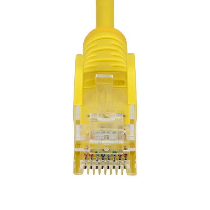 StarTech.com 25cm Yellow Slim CAT6 Ethernet Cable, Snagless, 100W PoE, UTP, LSZH, 28AWG Pure Bare Copper Wire, Slim RJ45 Network Patch Cord w/Strain Reliefs, Individually Tested, 0.25 m, Cat6, U/UTP (UTP), RJ-45, RJ-45, Yellow