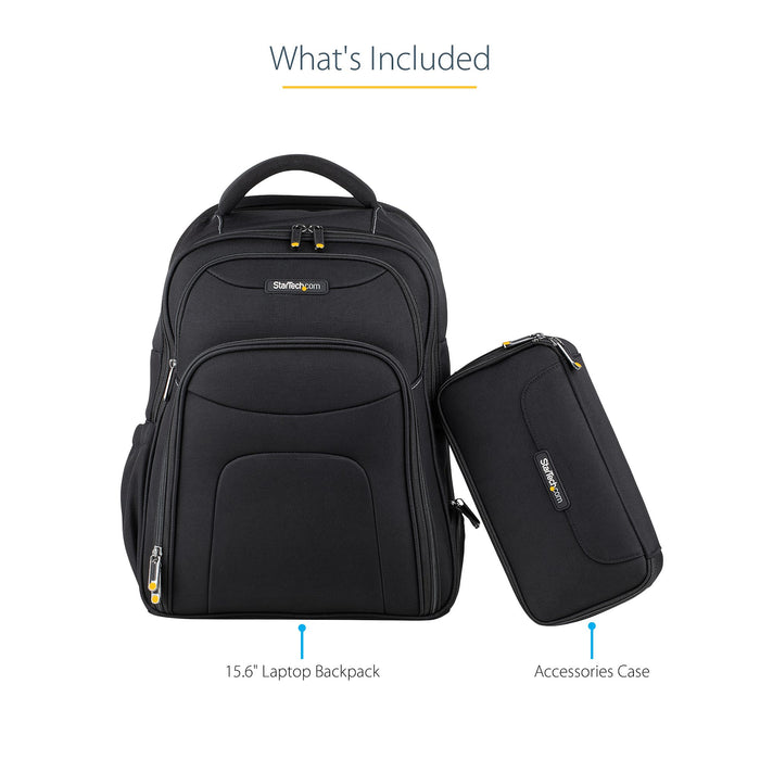StarTech.com 15.6" Laptop Backpack with Removable Accessory Organizer Case - Professional IT Tech Backpack for Work/Travel/Commute - Ergonomic Computer Bag - Durable Ballistic Nylon - Notebook/Tablet Pockets, Backpack, 39.6 cm (15.6"), 1.5 kg