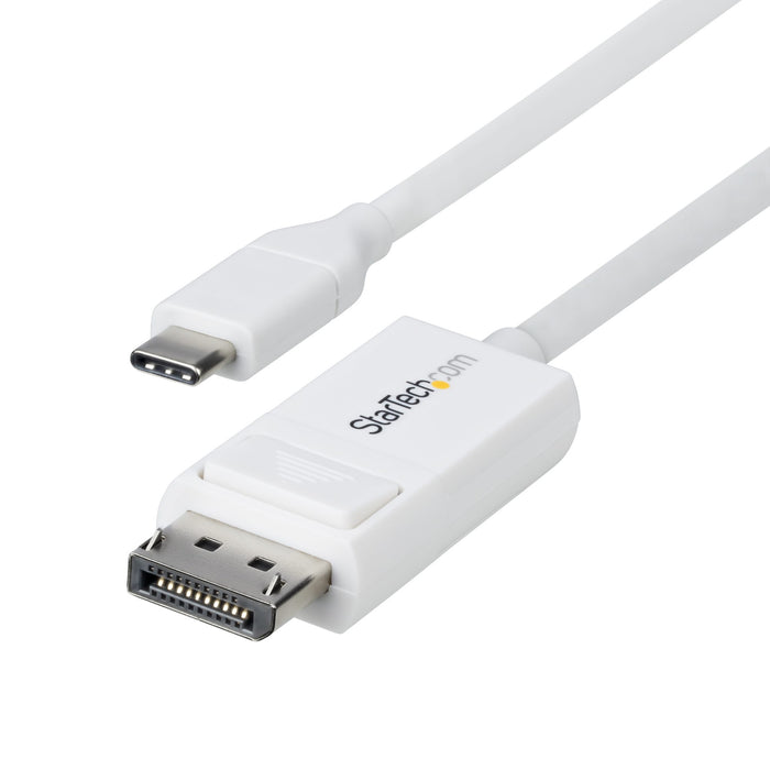 StarTech.com 6ft (2m) USB-C to DisplayPort 1.2 Cable, Bidirectional, 4K 60Hz, White Video Adapter Cord for Apple MacBook Pro / Air M1 M2 M3 M4, Mac Mini / Studio, Thunderbolt Compatible, 1.9 m, DisplayPort, USB Type-C, Male, Male, Straight