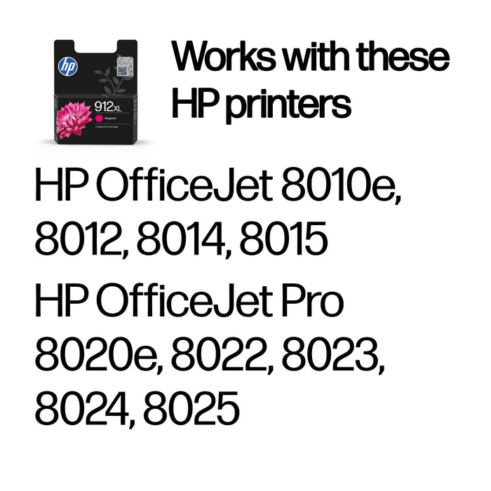 HP 912XL High Yield Magenta Original Ink Cartridge, High (XL) Yield, Magenta, Pigment-based ink, 9 ml, 1 pc(s), Single pack