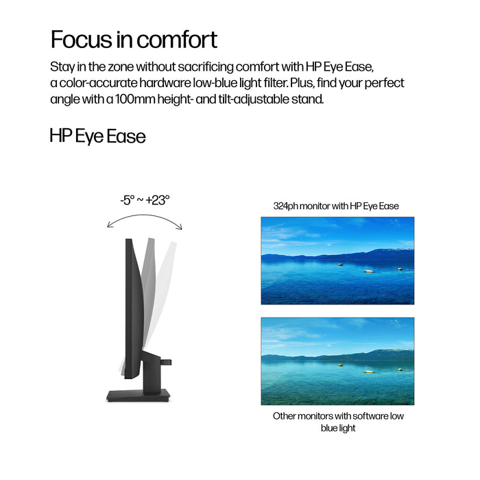 HP Series 3 Pro 23.8 inch FHD Monitor - 324ph, 60.5 cm (23.8"), 1920 x 1080 pixels, Full HD, LCD, 5 ms, Black