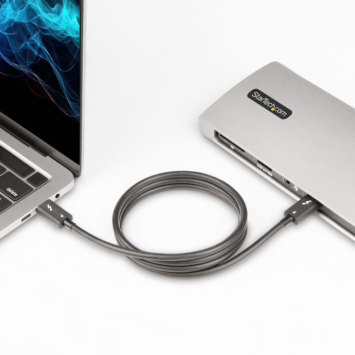 StarTech.com 3.3ft (1m) Thunderbolt 4 Cable - 40Gbps - 100W PD - 4K/8K Video - Intel-Certified Thunderbolt Cable - Compatible w/ USB4/Thunderbolt 3/USB 3.2/USB Type-C/DisplayPort, Male, Male, 1 m, 40 Gbit/s, Black, Nickel