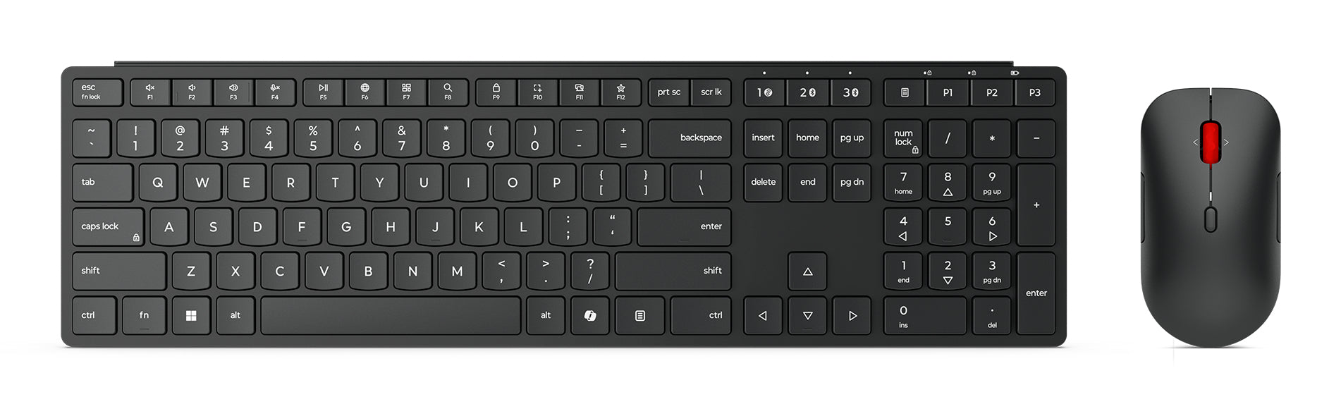 Lenovo 4X31S04847, Full-size (100%), Wireless, RF Wireless + Bluetooth, Black, Mouse included