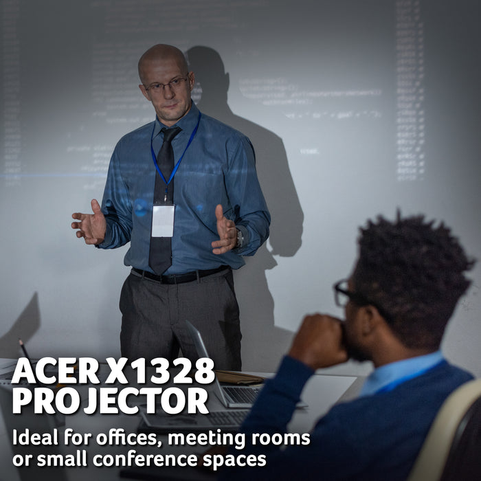 Acer X1328 DLP Projector, WXGA (1280×800), 5000 ANSI Lumens, 5000 ANSI lumens, DLP, WXGA (1280x800), 20000:1, 16:10, 685.8 - 7620 mm (27 - 300")