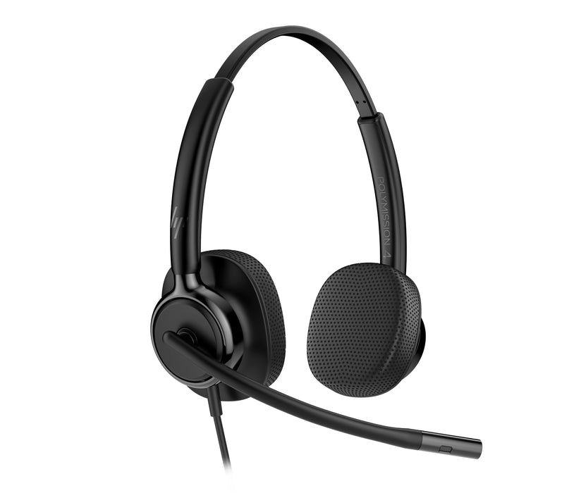 HP Poly Mission 425 Stereo USB Wired Headset (Bulk), Wired, 132 g, Headset, Black