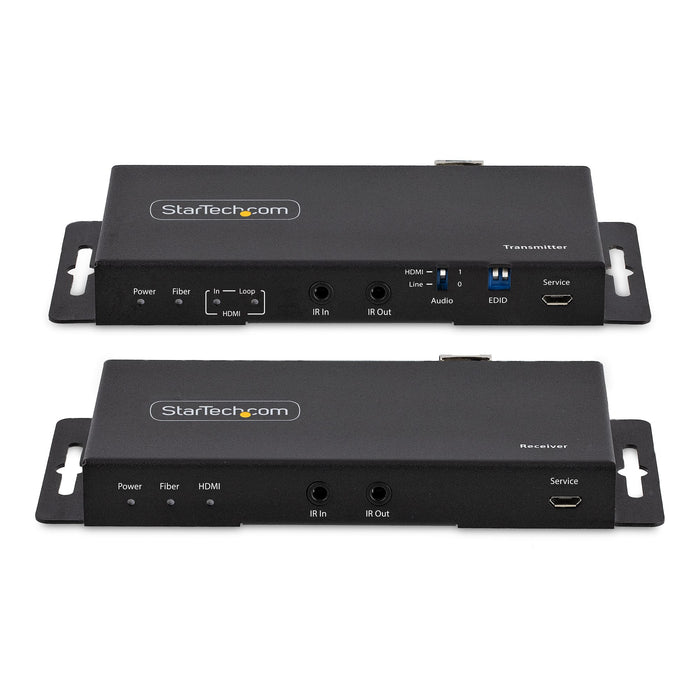 StarTech 4K HDMI over Fiber Extender Kit, 4K 60Hz up to 3300ft (Single Mode) or 1000ft (Multimode) LC Fiber Optic, HDR, HDCP, Audio/RS232/IR Extender, Transmitter and Receiver Kit (ST121HD20FXA2)
