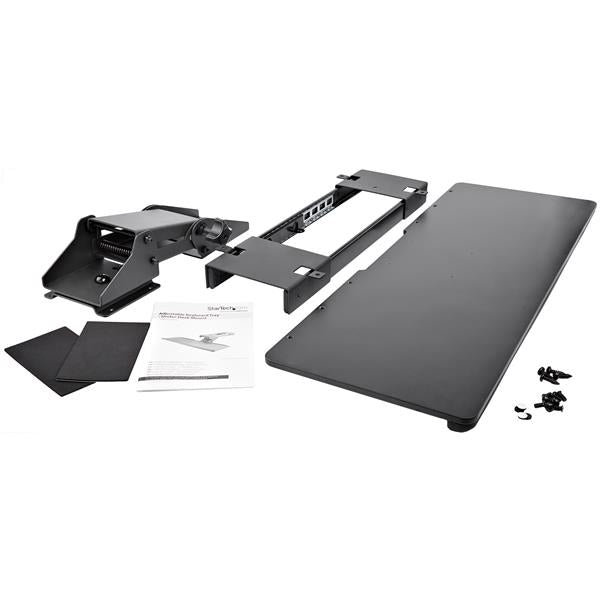 StarTech.com Under-Desk Keyboard Tray - Adjustable, Black, 2 kg, Plastic, Steel, 20°, -15 - 15°, 782 mm