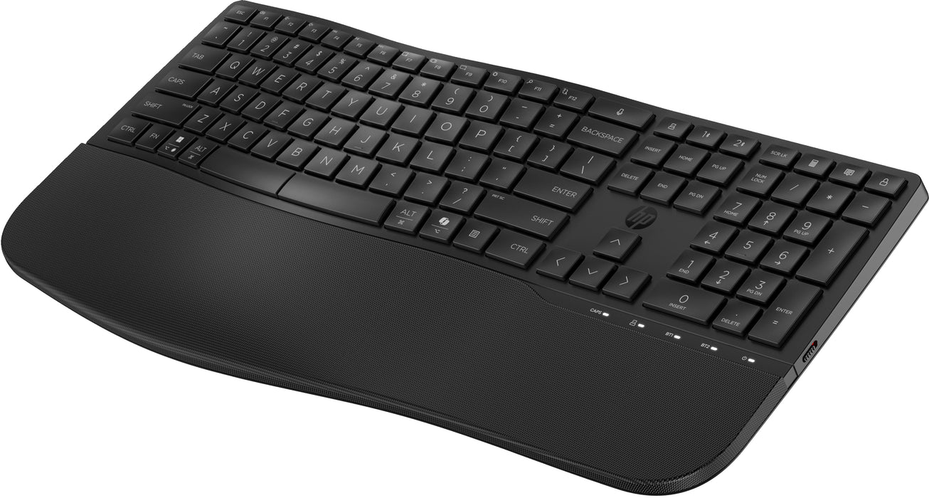 HP 685 Comfort Dual-Mode Keyboard, Full-size (100%), Wireless, RF Wireless + Bluetooth, Membrane, Black